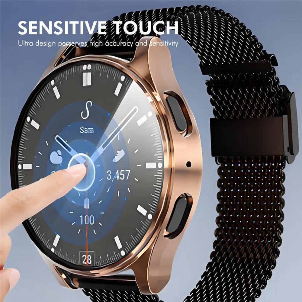 ENKAY HAT PRINCE For Samsung Galaxy Watch7 40mm Protective Cover TPU Watch Case Built-In Screen Film - Rose Gold - 3