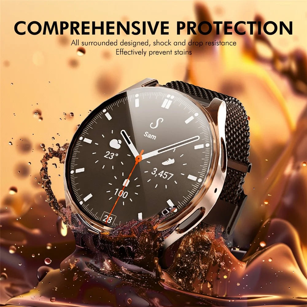 ENKAY HAT PRINCE For Samsung Galaxy Watch7 40mm Protective Cover TPU Watch Case Built-In Screen Film - Rose Gold - 4
