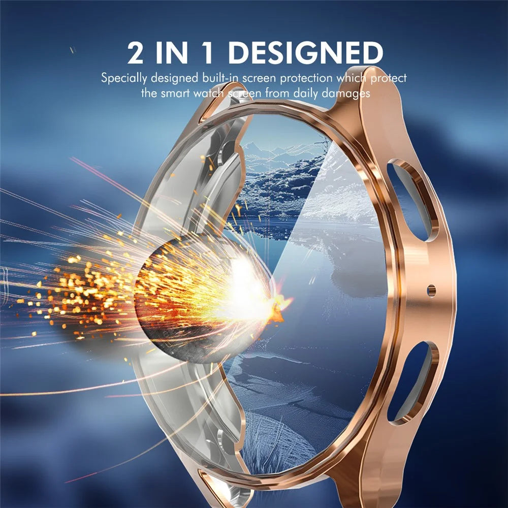 ENKAY HAT PRINCE For Samsung Galaxy Watch7 40mm Protective Cover TPU Watch Case Built-In Screen Film - Rose Gold - 5