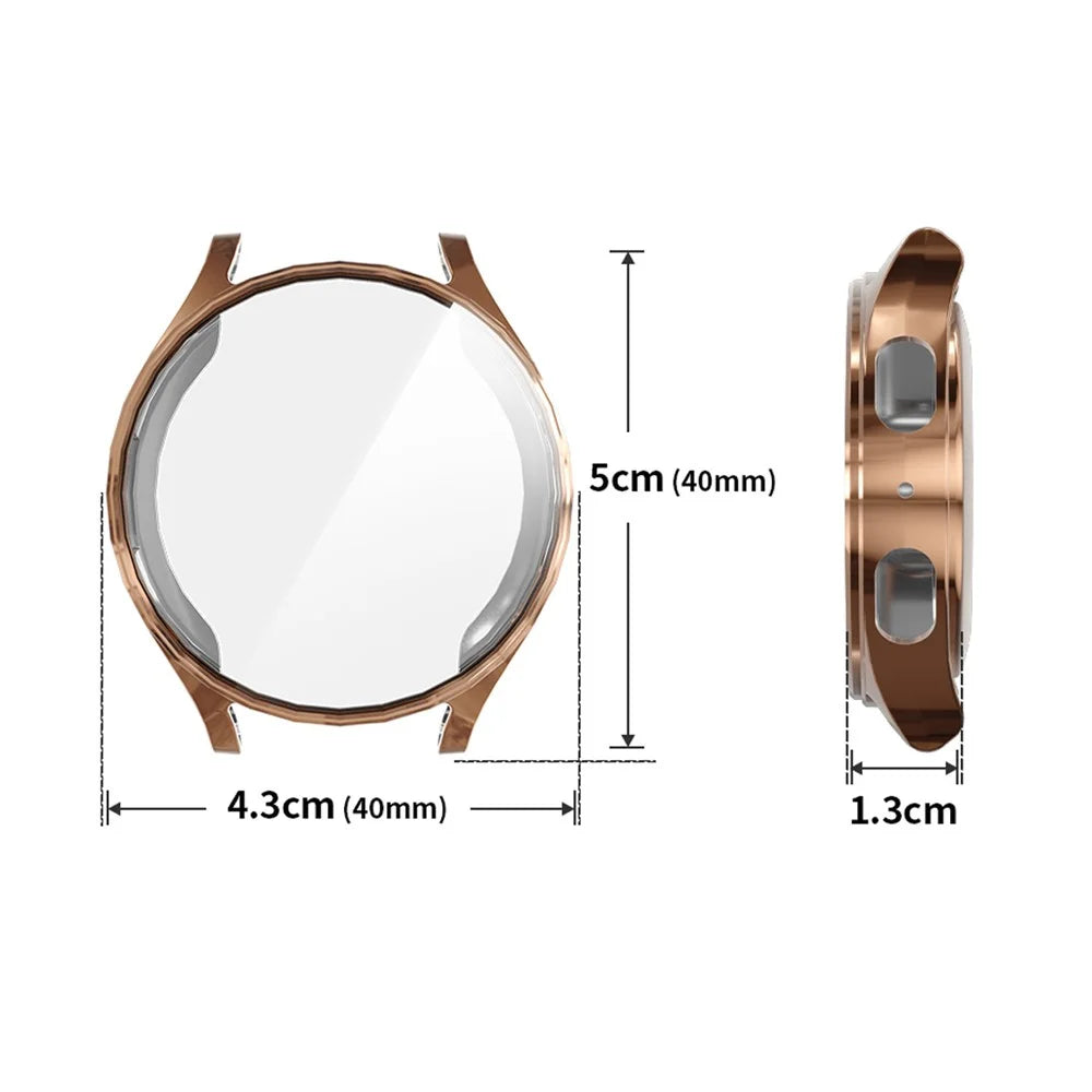 ENKAY HAT PRINCE For Samsung Galaxy Watch7 40mm Protective Cover TPU Watch Case Built-In Screen Film - Rose Gold - 6