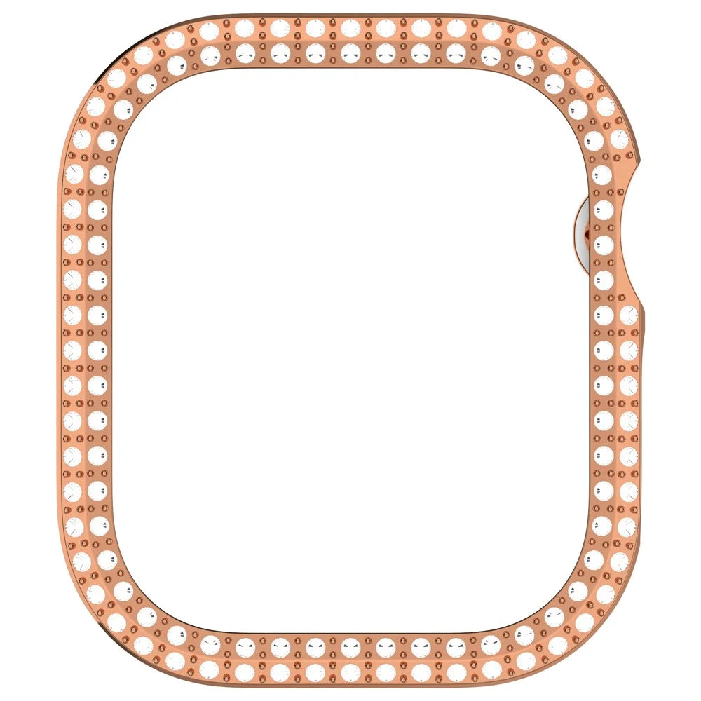 For Apple Watch Series 11 / 10 42mm Double Row Rhinestone Decor Hollow-Out Cover PC Watch Frame Case - Rose Gold - 4