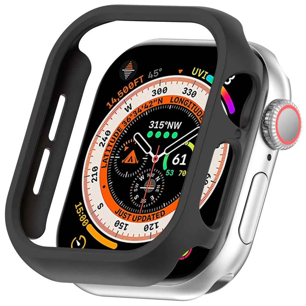 For Apple Watch Series 11 / 10 46mm Half Coverage Hollow-Out Protective Cover PC Watch Frame Case - Black - 1