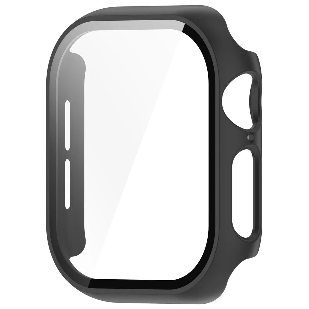 For Apple Watch Series 11 / 10 46mm Watch Case Hard PC Cover with Tempered Glass Screen Film - Black - 2
