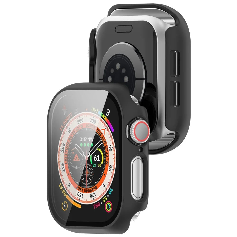 For Apple Watch Series 11 / 10 46mm Watch Case Hard PC Cover with Tempered Glass Screen Film - Black - 6