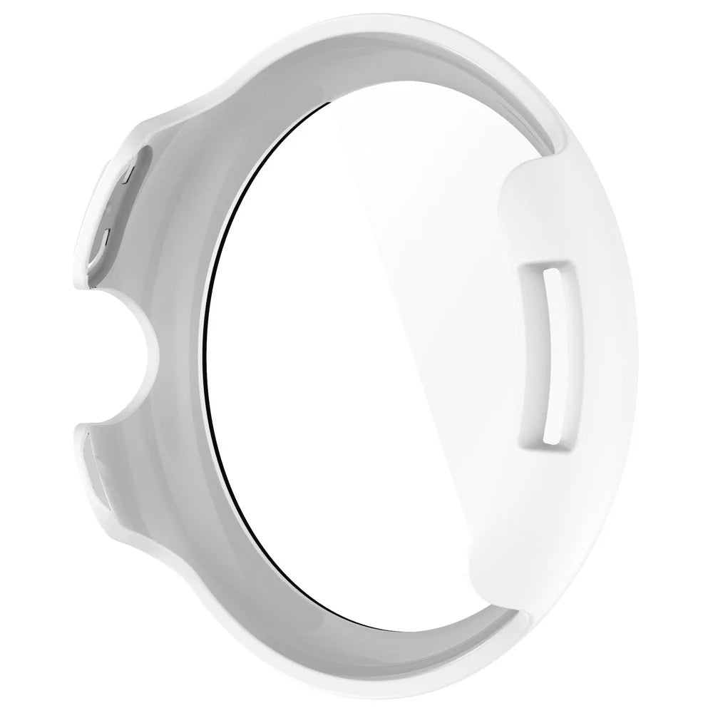 For Google Pixel Watch 3 45mm Watch Cover Hard PC Case with Tempered Glass Screen Film - White - 5
