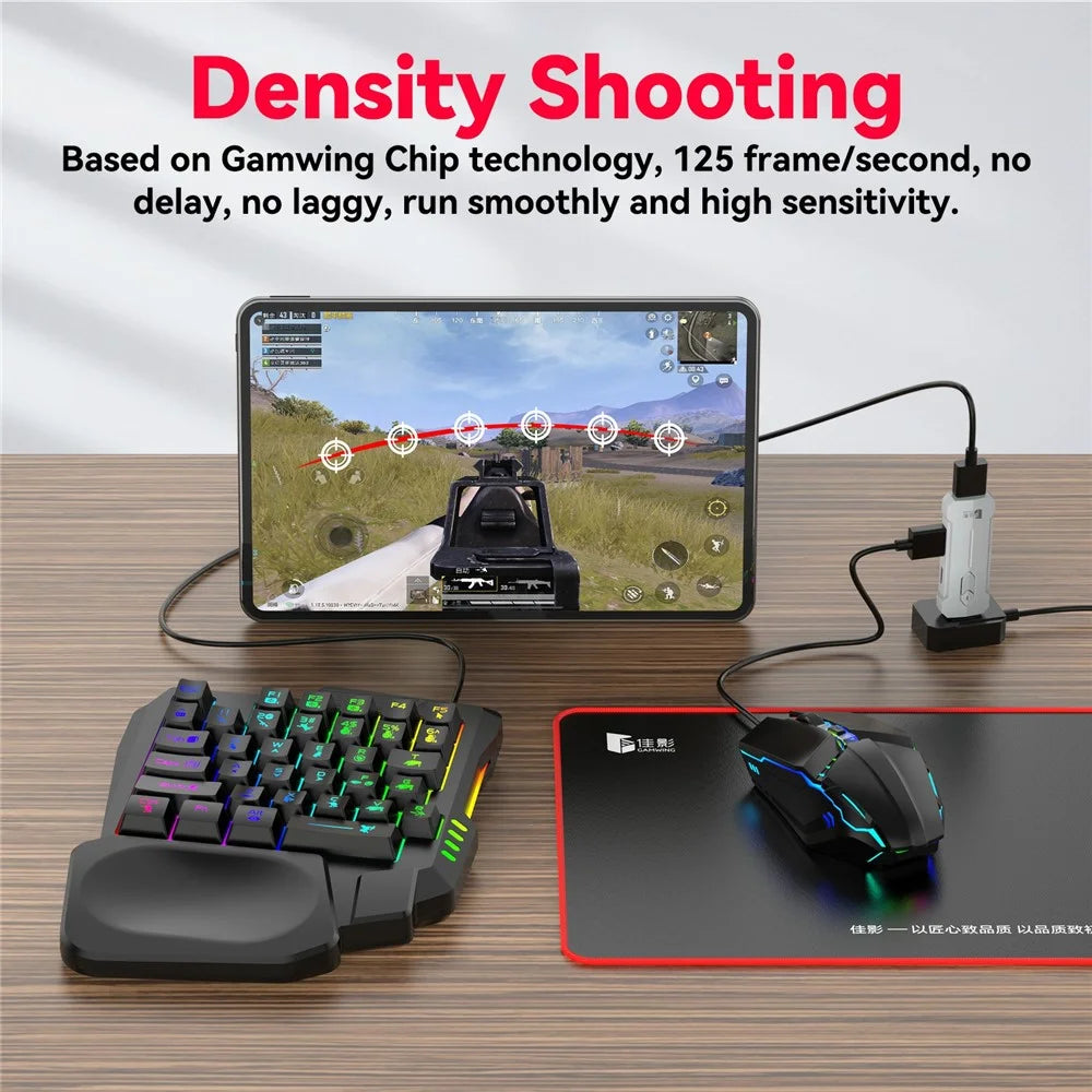 GAMWING X8 Mobile Phone Game Adapter Converter Combo Set with Keyboard, Mouse, Phone Holder - 6