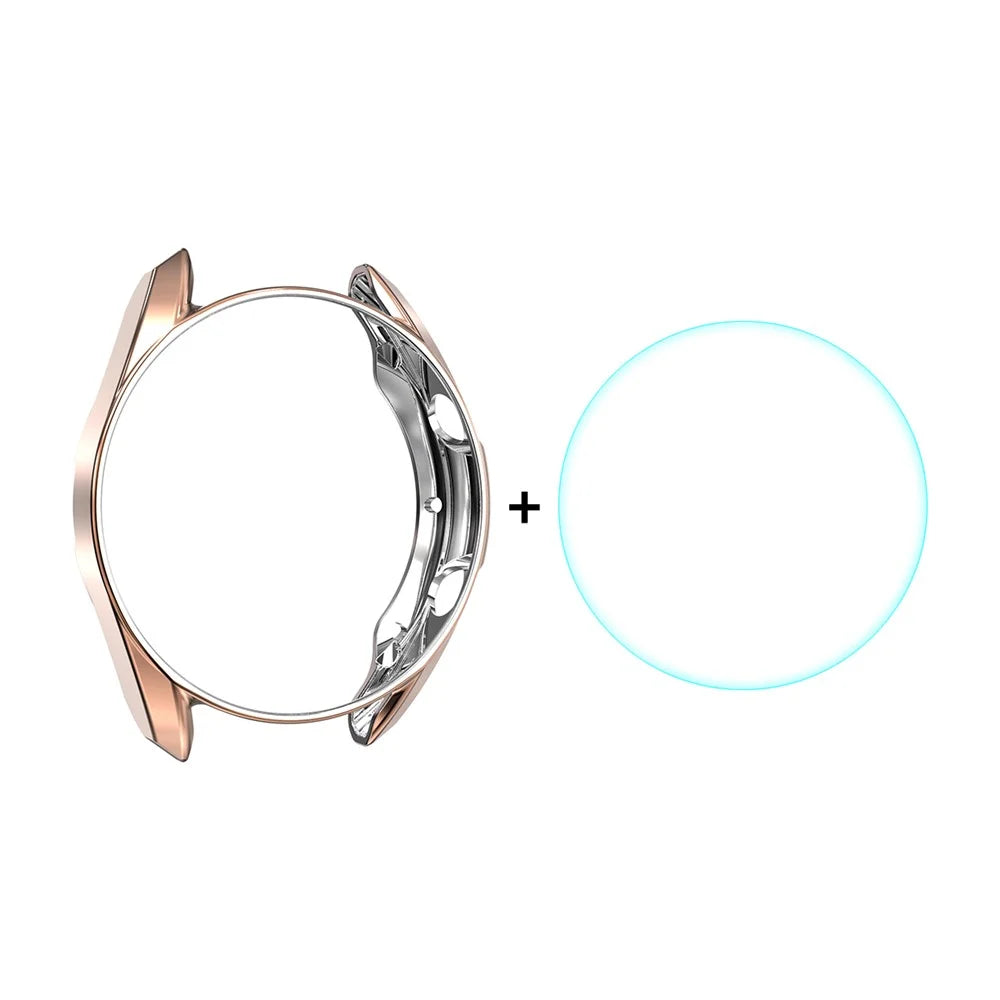 ENKAY HAT PRINCE 2 in 1 Electroplating TPU Watch Protector Cover + 0.2mm 2.5D 9H Tempered Glass Screen Film for Galaxy Watch3 41mm - Gold - 1