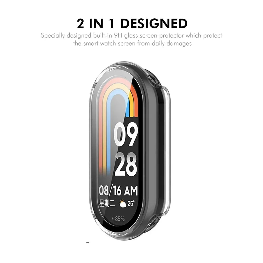 ENKAY HAT PRINCE For Xiaomi Smart Band 9 NFC / 9 Watch Case   Rubberized Hard PC Cover with Tempered Glass - White - 2