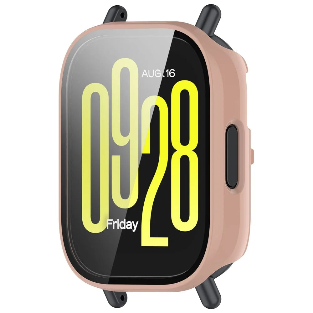 For Xiaomi Redmi Watch 5 Lite Watch Case Protective Hard PC Cover with Tempered Glass Film - Pink - 2