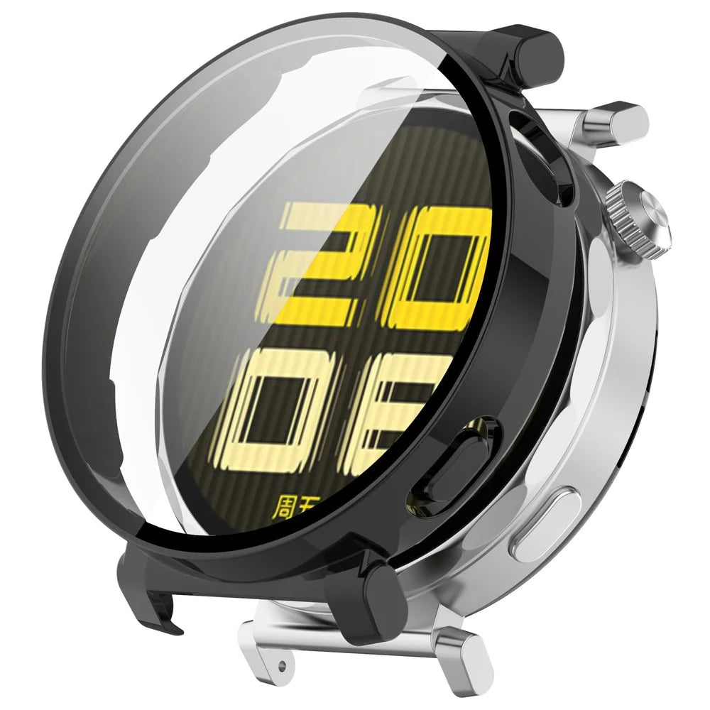 For Huawei Watch GT 5 Pro 42mm PC Cover Watch Frame Case with Tempered Glass Screen Film - Black - 1