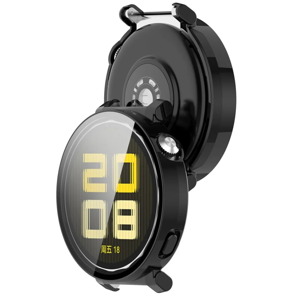 For Huawei Watch GT 5 Pro 42mm PC Cover Watch Frame Case with Tempered Glass Screen Film - Black - 6