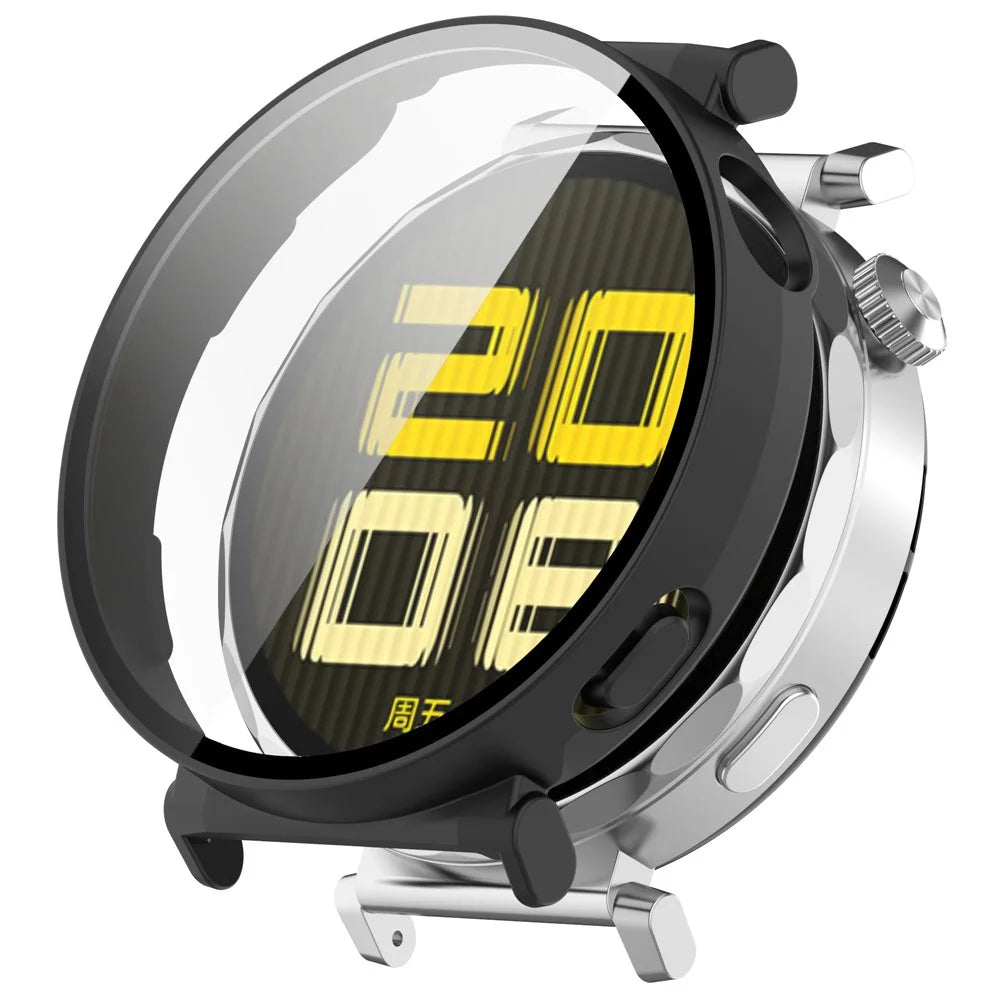 For Huawei Watch GT 5 41mm Matte PC Cover Watch Frame Case with Tempered Glass Screen Film - Black - 1