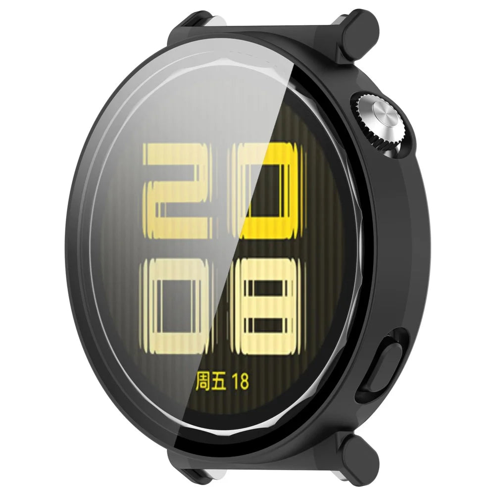 For Huawei Watch GT 5 41mm Matte PC Cover Watch Frame Case with Tempered Glass Screen Film - Black - 5