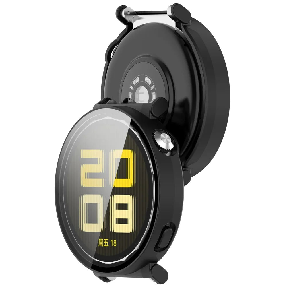 For Huawei Watch GT 5 41mm Matte PC Cover Watch Frame Case with Tempered Glass Screen Film - Black - 6