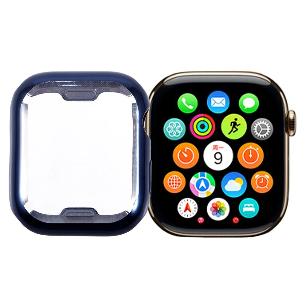For Apple Watch SE3 / SE2 / SE1 /  6 / 5 / 4 44mm Watch Case Electroplating Full Coverage TPU Protective Cover - Midnight Blue - 1