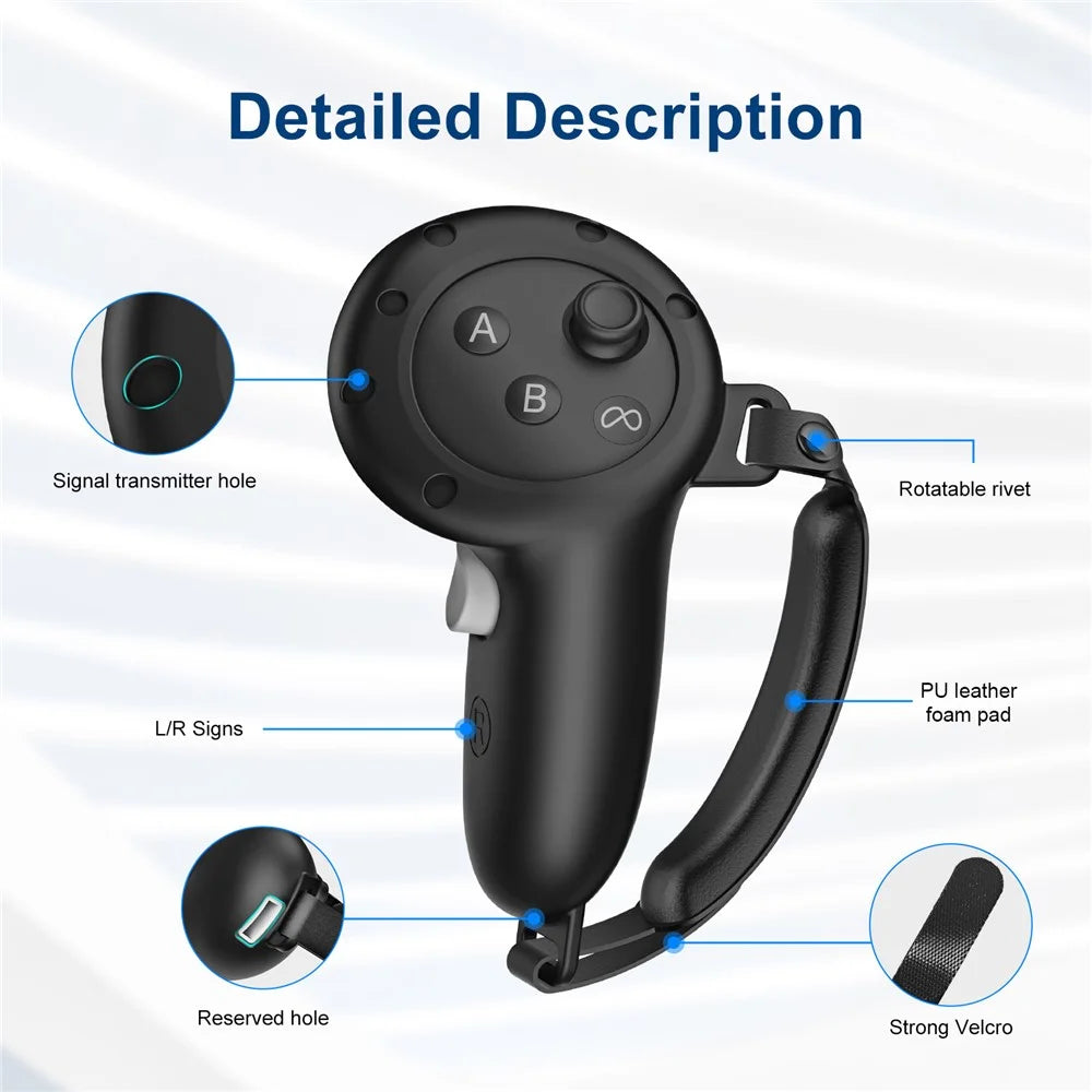 For Meta Quest 3S / 3 Controller Grips Silicone Cover with Straps and Lens Protector - 2