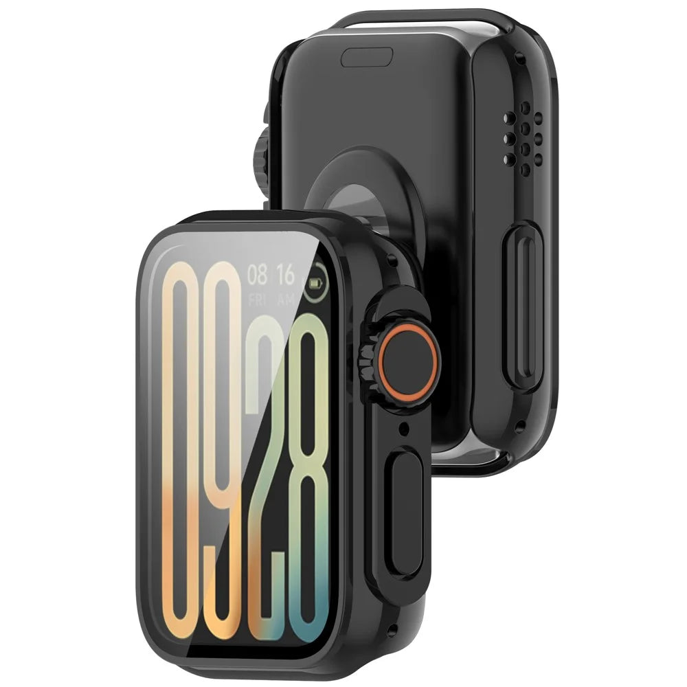 For Xiaomi Smart Band 9 Pro Case Hard PC All-Around Watch Cover with Tempered Glass Film - Black - 4