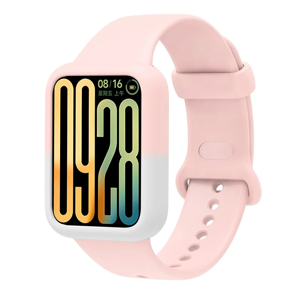 For Xiaomi Smart Band 9 Pro Watch Case Soft Silicone Hollow Watch Frame Cover - White + Pink - 3