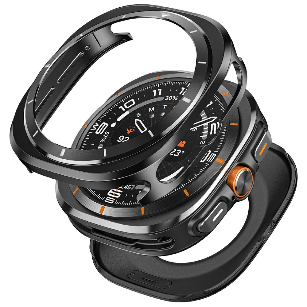 For Samsung Galaxy Watch Ultra (2025) 47mm / Ultra 47mm Protective Case Aluminum Alloy PC Watch Bumper Cover - Black White - 1