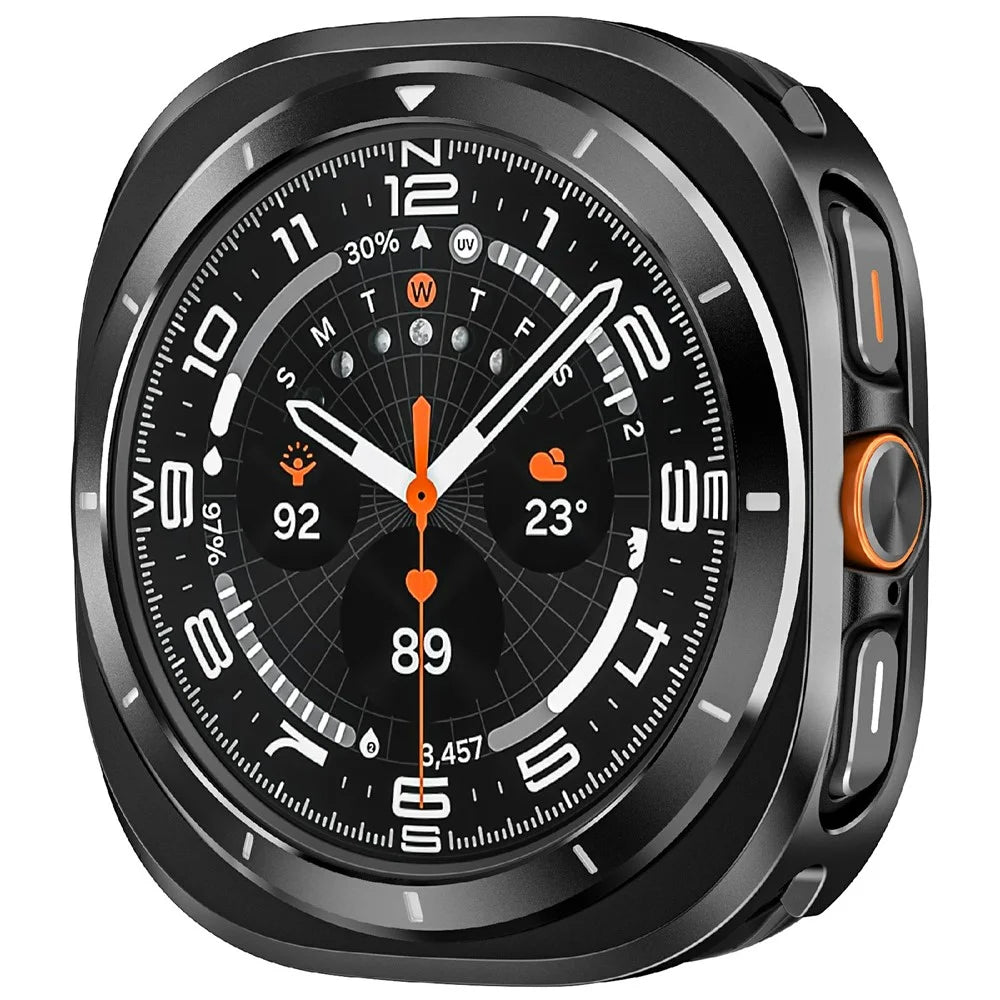 For Samsung Galaxy Watch Ultra (2025) 47mm / Ultra 47mm Protective Case Aluminum Alloy PC Watch Bumper Cover - Black White - 2