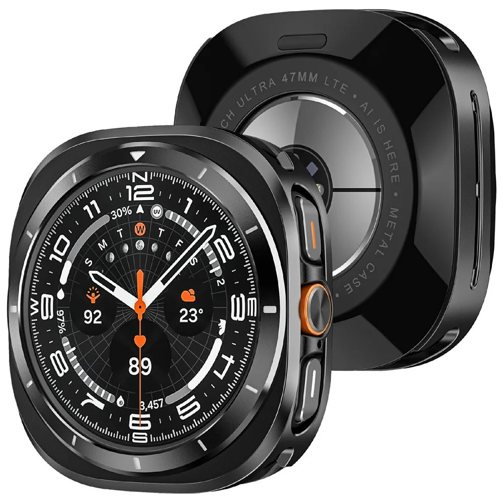 For Samsung Galaxy Watch Ultra (2025) 47mm / Ultra 47mm Protective Case Aluminum Alloy PC Watch Bumper Cover - Black White - 5