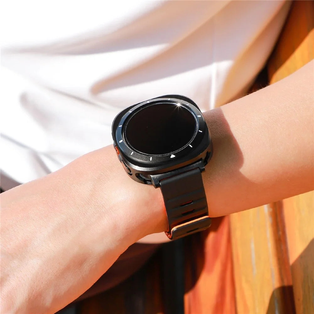 For Samsung Galaxy Watch Ultra (2025) 47mm / Ultra 47mm Protective Case Aluminum Alloy PC Watch Bumper Cover - Black White - 6