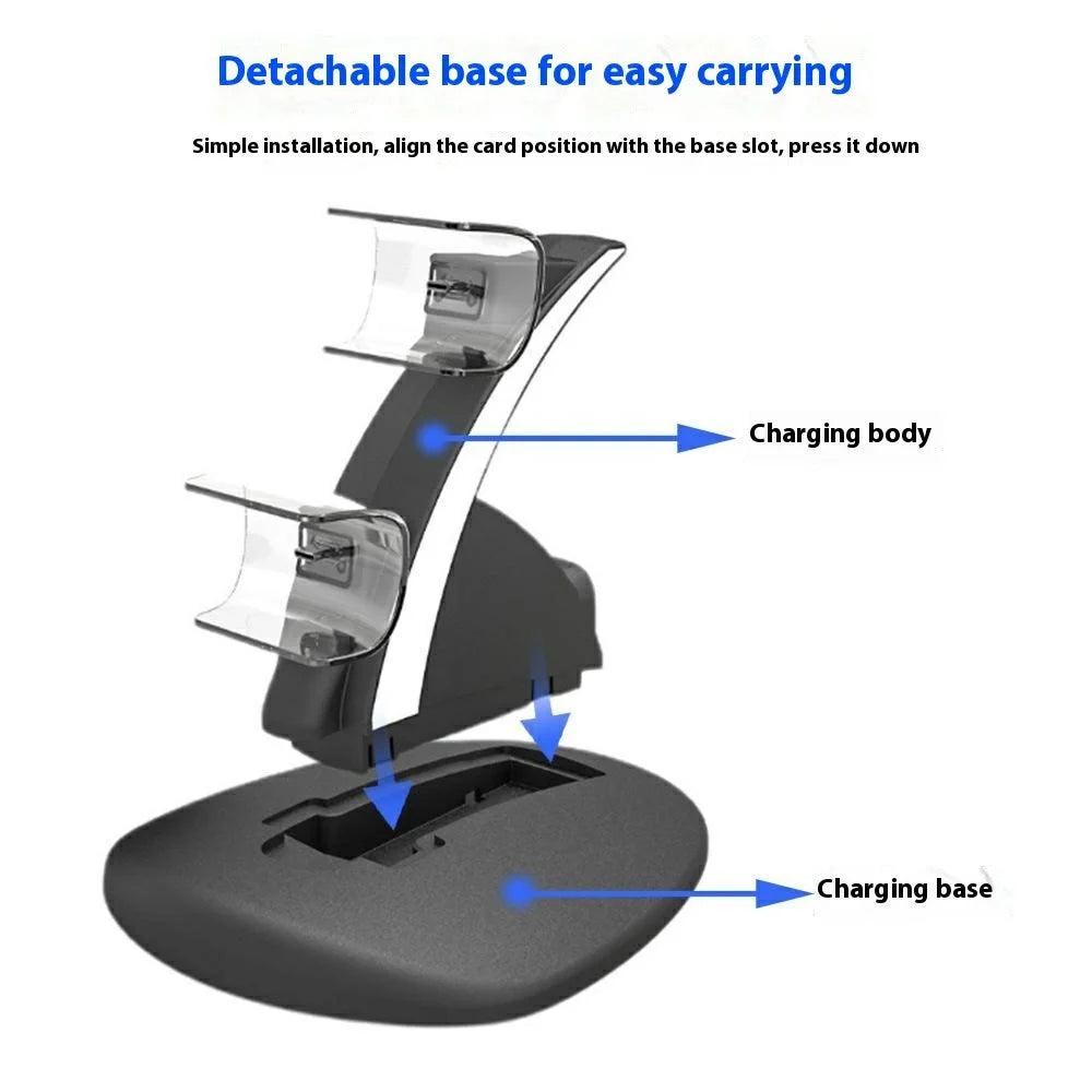 IPLAY HBP-253 For Sony PlayStation 5 Game Controller Holder Storage Stand Charging Dock with Type-C Port LED Indicator - Black - 2