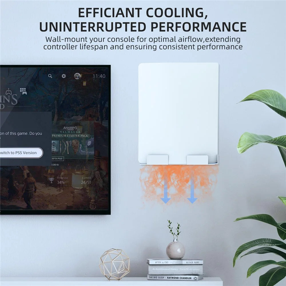 JYS JYS-P5226 Bracket for Sony PS5 Pro / PS5 Slim / PS5 Console Holder Wall Mount Storage Rack - White - 6