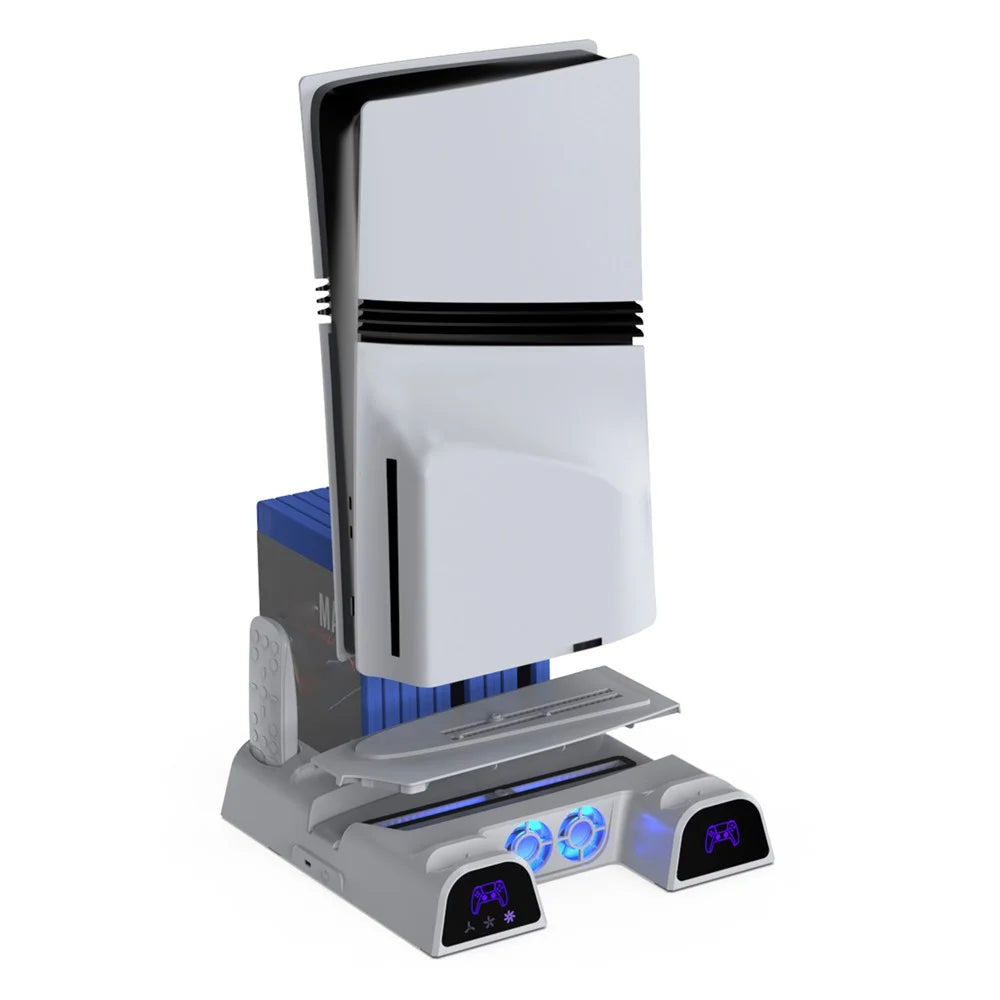 DOBE TP5-3532D For Sony PS5 Slim / PS5 Pro Cooling Stand Dual Controller Charging Station Game Disc Storage Rack - 5