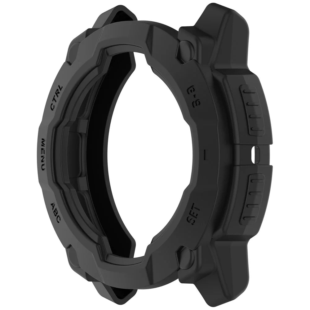 For Garmin Instinct 3 45mm / Solar 45mm Armor Watch Case Shockproof TPU Rugged Protective Cover - Black - 2