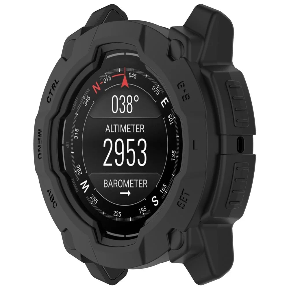 For Garmin Instinct 3 45mm / Solar 45mm Armor Watch Case Shockproof TPU Rugged Protective Cover - Black - 5