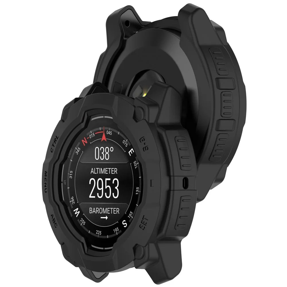 For Garmin Instinct 3 50mm / Solar 50mm Armor Watch Case Shockproof TPU Rugged Protective Cover - Black - 6