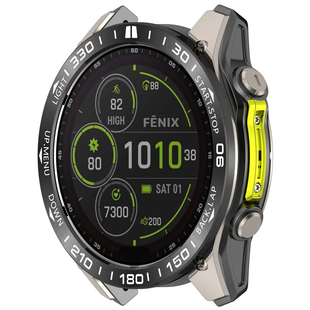 For Garmin Fenix 8 47mm AMOLED Version Stainless Steel Bezel Scratch Resistant Protective Ring - Black+White - 2