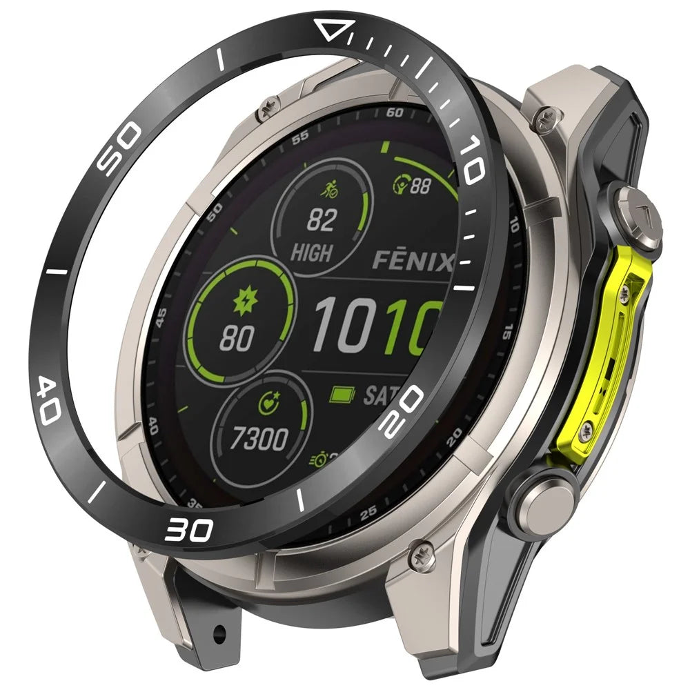 For Garmin Tactix 8 47mm AMOLED Version Stainless Steel Bezel Protection Scratch Resistant Ring - Black+White - 1