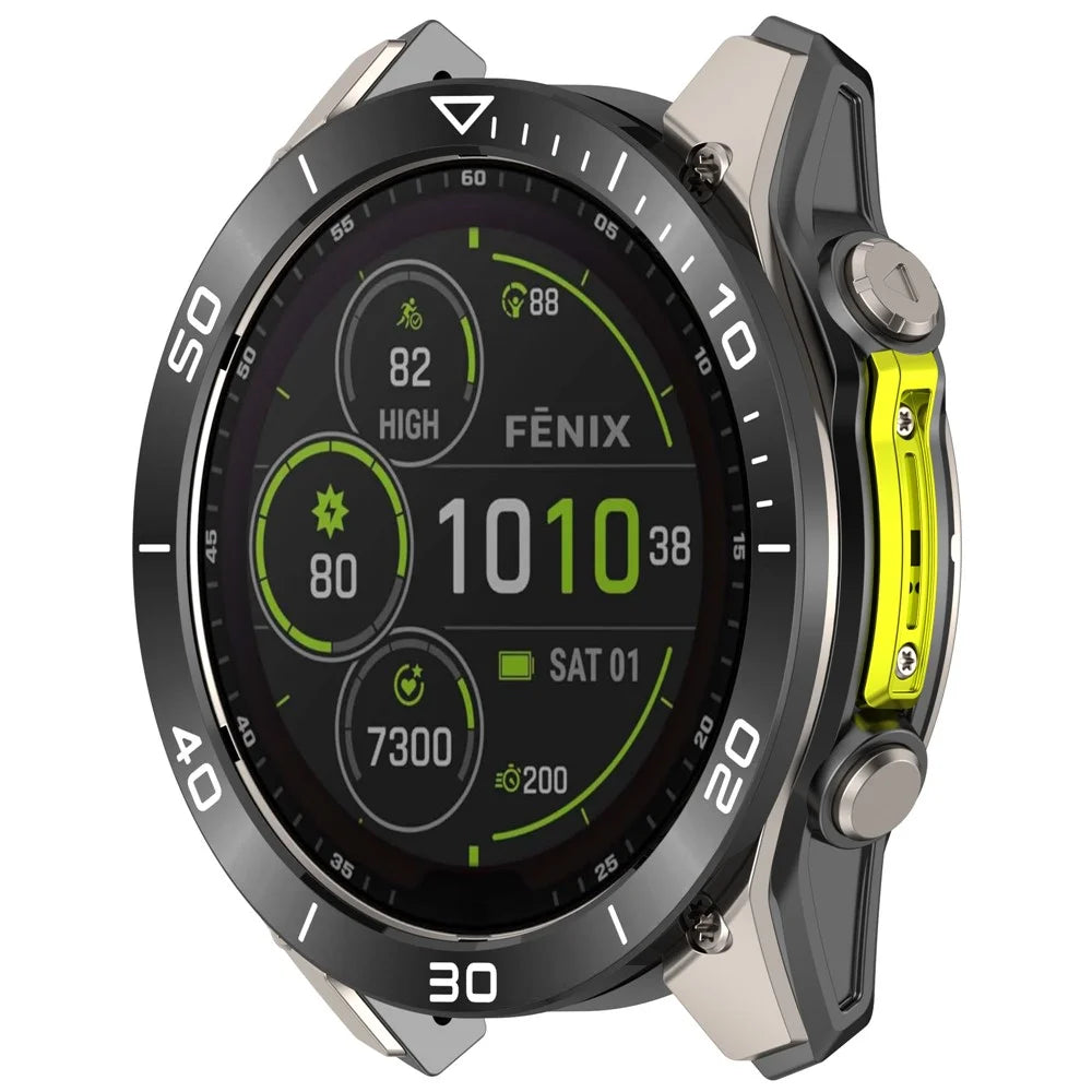 For Garmin Tactix 8 47mm AMOLED Version Stainless Steel Bezel Protection Scratch Resistant Ring - Black+White - 2