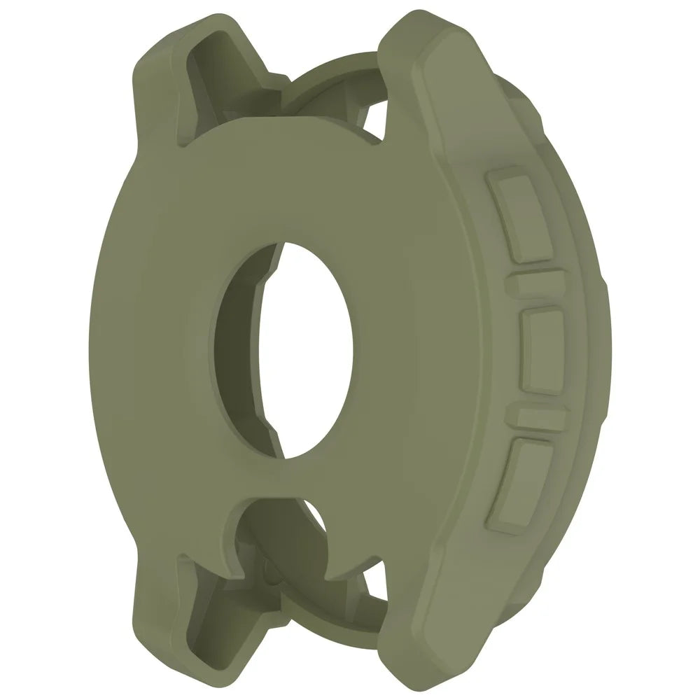 For Garmin Instinct 3 AMOLED 45mm / Instinct 3 Solar 45mm Watch Case Silicone Shockproof Bumper Frame - Army Green - 3