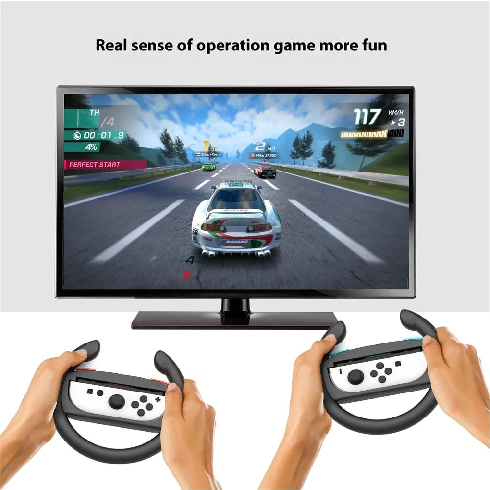 PGTECH GP-362 2Pcs For Nintendo Switch 2 Controller Racing Game Steering Wheel Left and Right Joy-Con Wheel Bracket - Black Red+Black Blue - 2