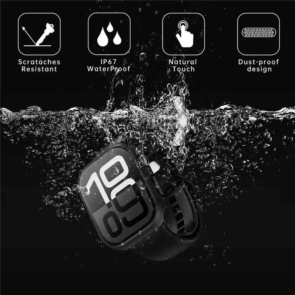 Watch Case for Apple Watch SE3 / SE2 / SE1 /  6 / 5 / 4 40mm Waterproof Dustproof PC Frame with Tempered Glass Film - Black - 3