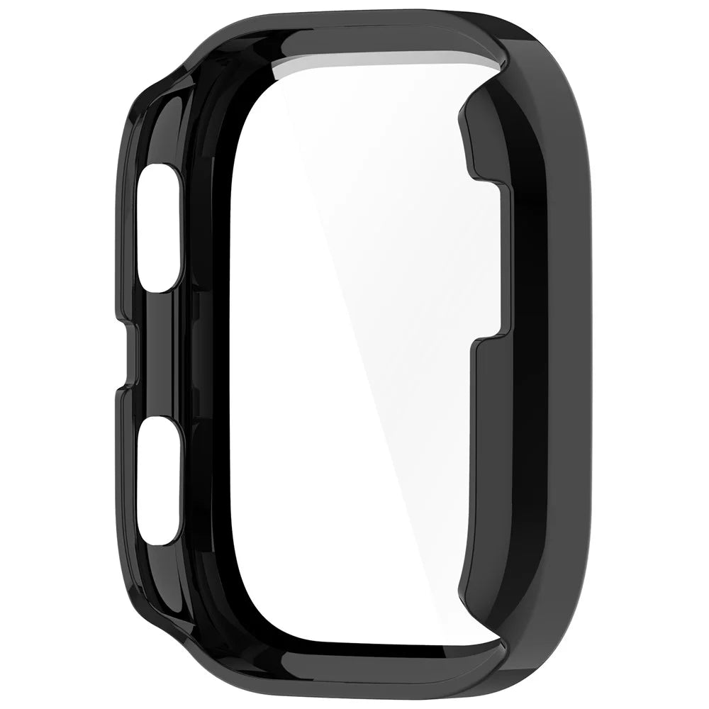 For Huami Amazfit Bip 6 (A2435) Watch Case PC Frame Cover with Tempered Glass Screen Film - Glossy Black - 5