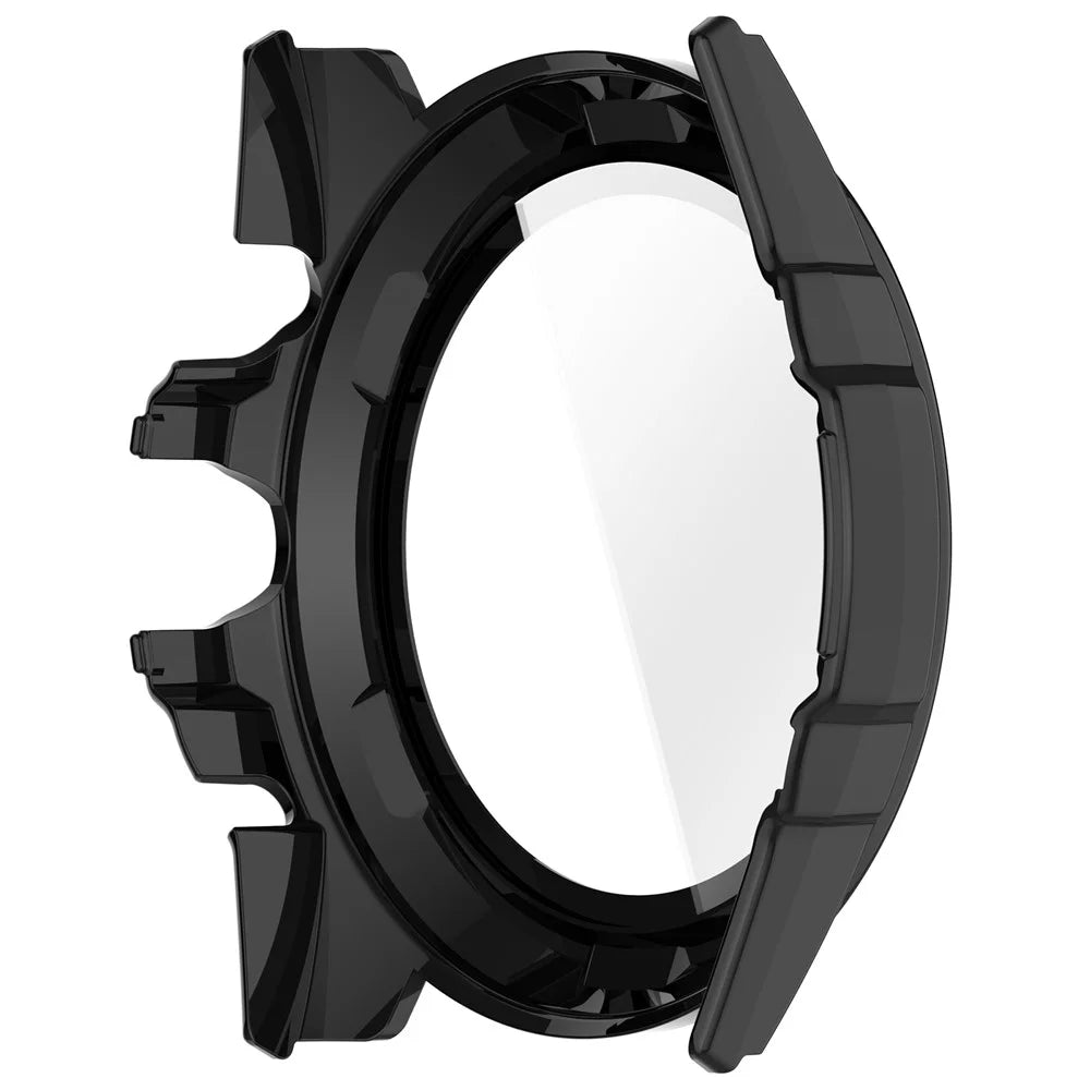 For TicWatch Atlas Watch Case PC Frame Cover with Tempered Glass Screen Film - Black - 5