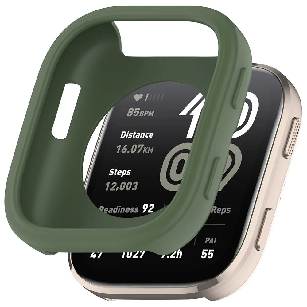 For Huami Amazfit Bip 6 (A2435) Watch Case Soft Silicone Hollow Watch Frame Cover - Dark Green - 1