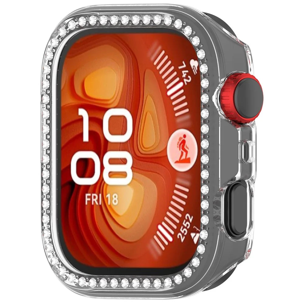For Huawei Watch Fit 4 Clear Watch Case Rhinestone Decorative Hollow Design PC Watch Cover - 2