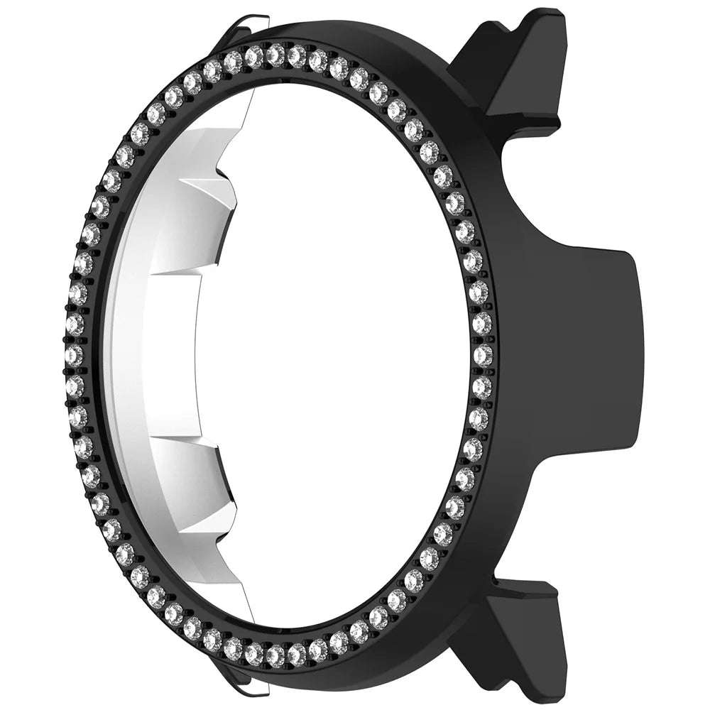 For Coros Pace Pro Watch Case Rhinestone Decor Hollow Electroplating PC Watch Cover - Black - 4