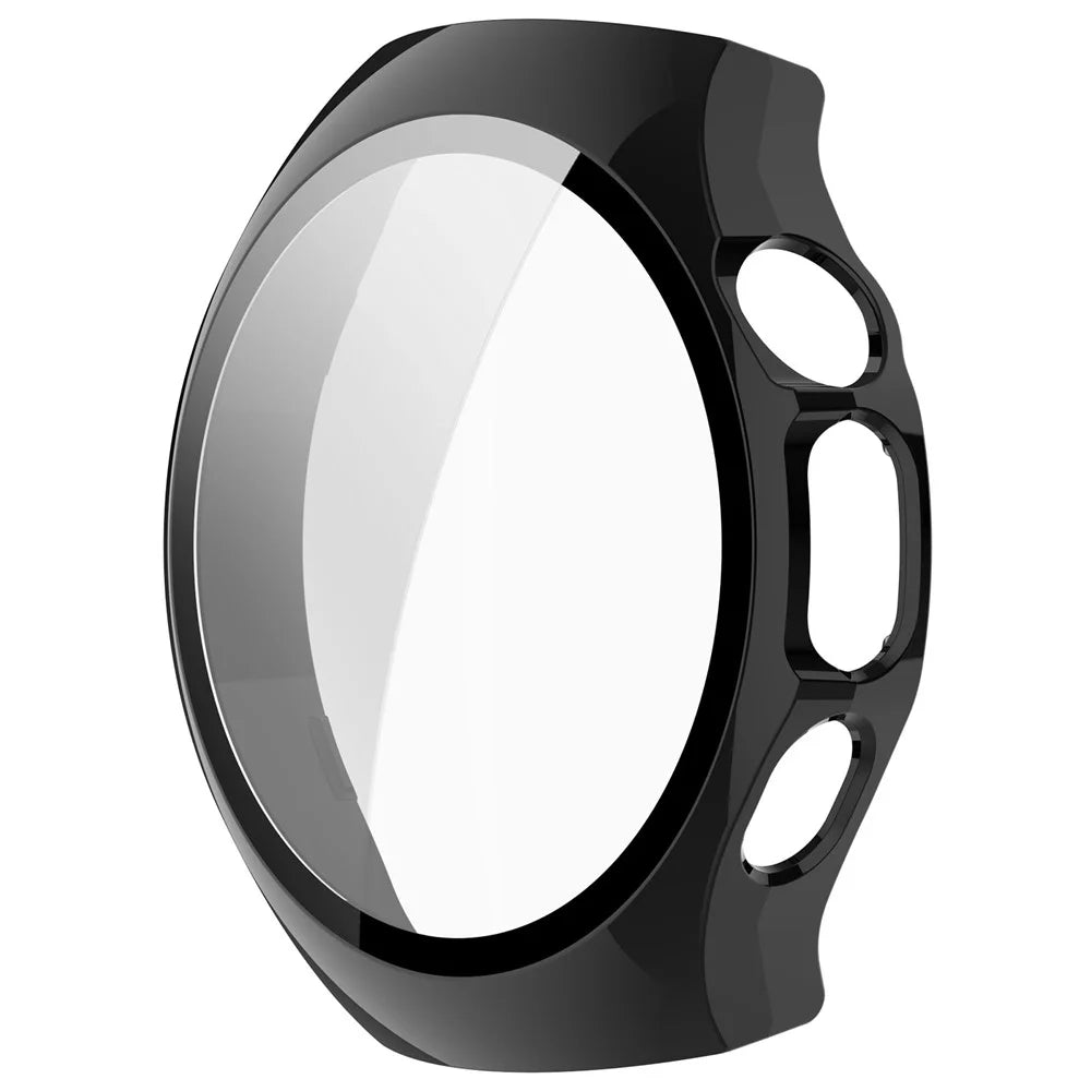 WANLONFENG For Huawei Watch 5 46mm Watch Case  PC Frame Cover with Tempered Glass Screen Protector - Black - 4