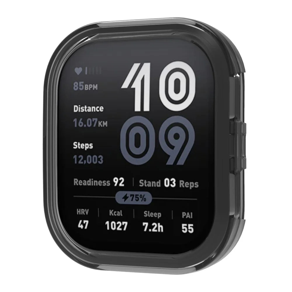 For Huami Amazfit Bip 6 Protective Watch Case Soft TPU Hollow Out Cover - Transparent Black - 2
