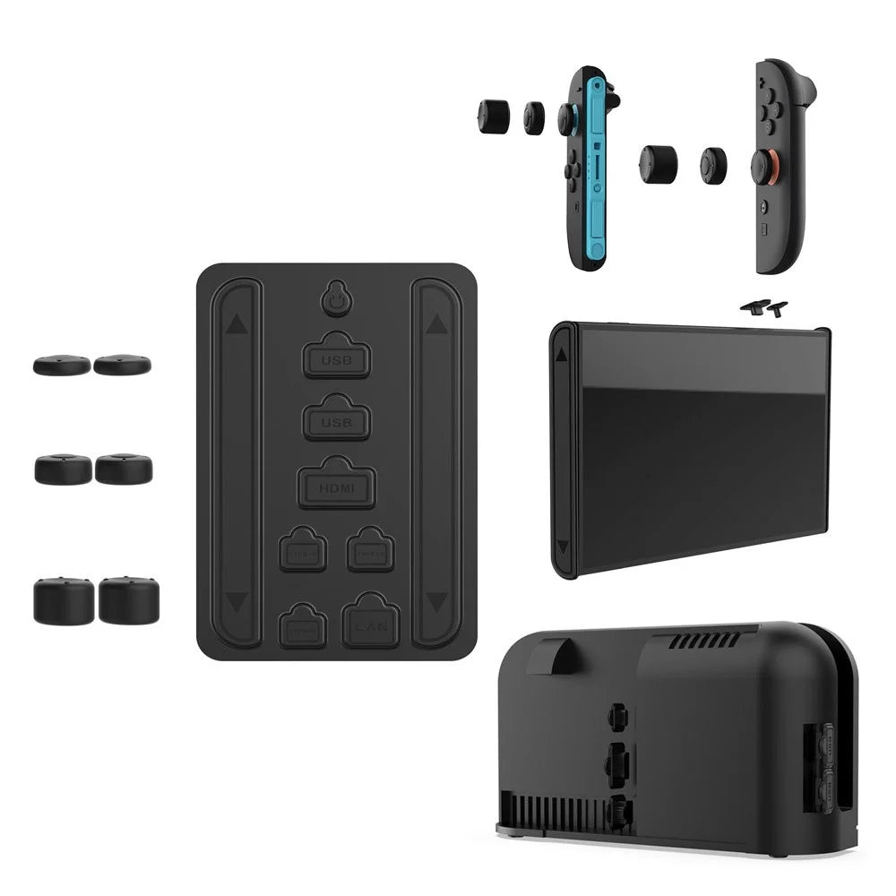 DOBE TNS-5165 For Nintendo Switch 2 Silicone Anti Dust Plugs Thumbstick Caps 16 in 1 Accessories Set - 6