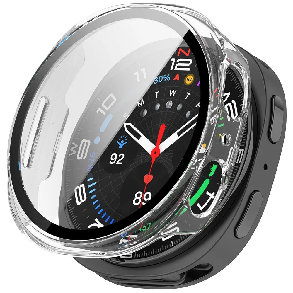 For Samsung Galaxy Watch8 40mm Hard PC Watch Protective Case with Tempered Glass Film - Transparent - 1