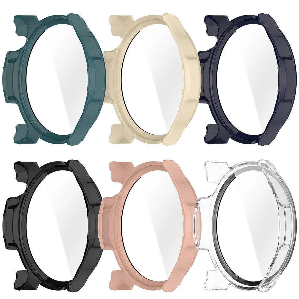 For Huami Amazfit Balance 2 (A2429) Hard PC Watch Protective Case with Tempered Glass Film - Ivory White - 3