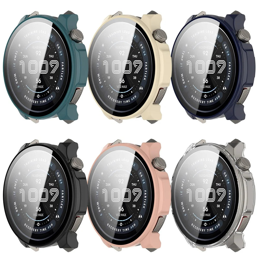 For Huami Amazfit Balance 2 (A2429) Hard PC Watch Protective Case with Tempered Glass Film - Ivory White - 4