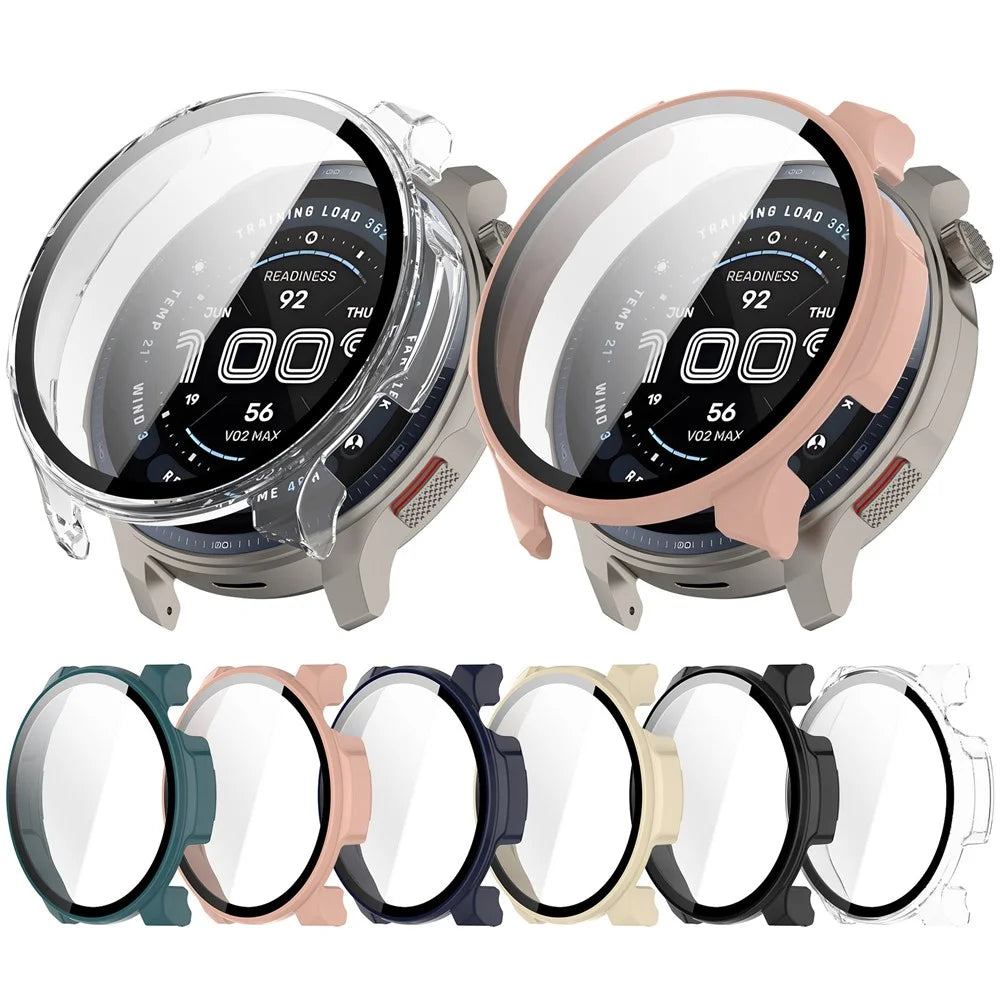 For Huami Amazfit Balance 2 (A2429) Hard PC Watch Protective Case with Tempered Glass Film - Ivory White - 5